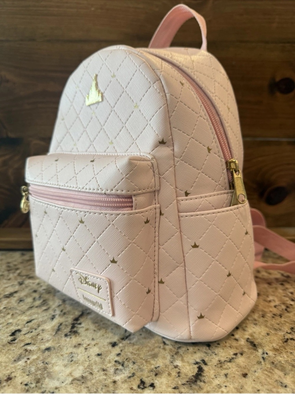 Loungefly Disney Pink Castle Mini Backpack Disneyland Pink Quilted Disney Day